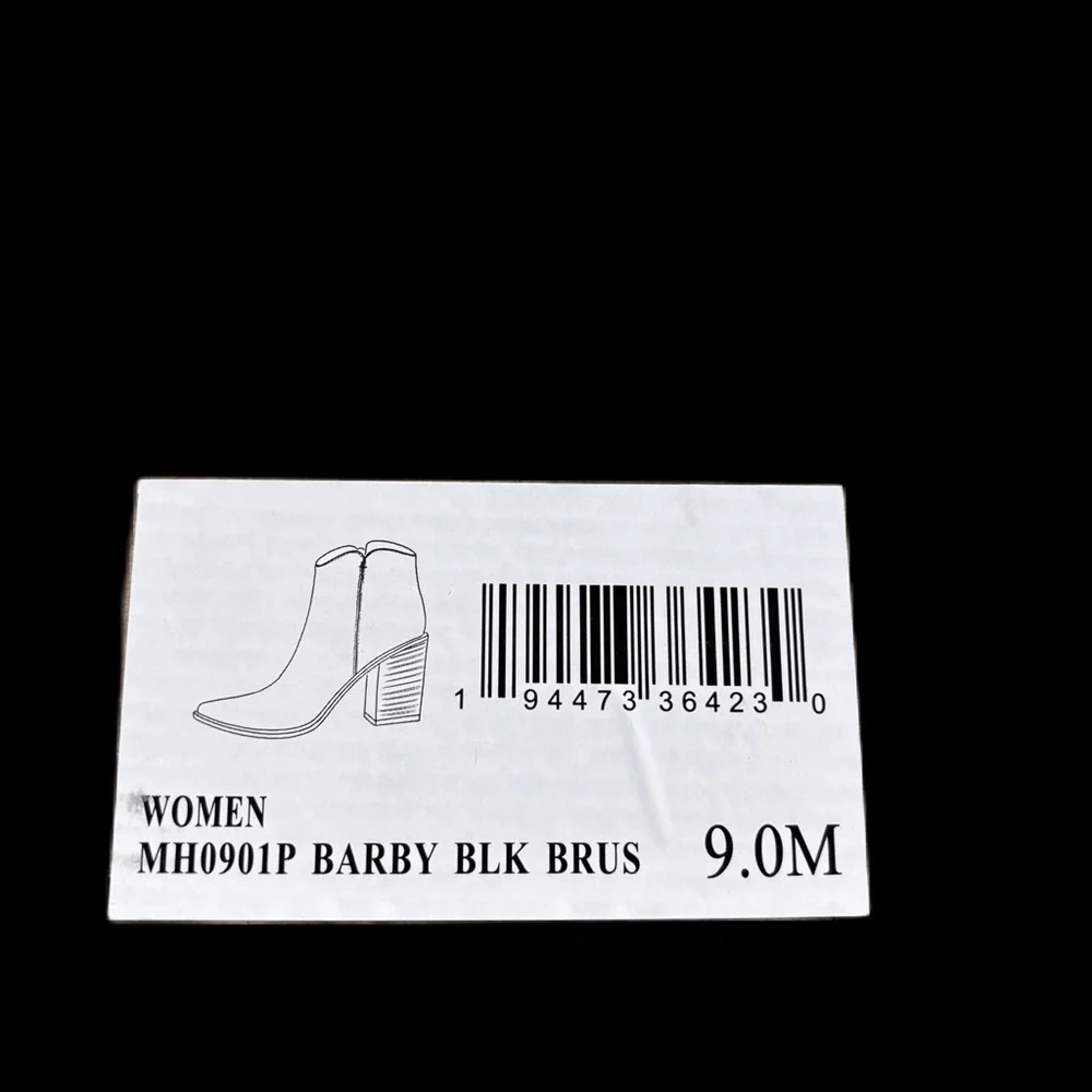 MIA Barby Bootie Black Brushed‎ Block Heel Ankle Boots Size 9